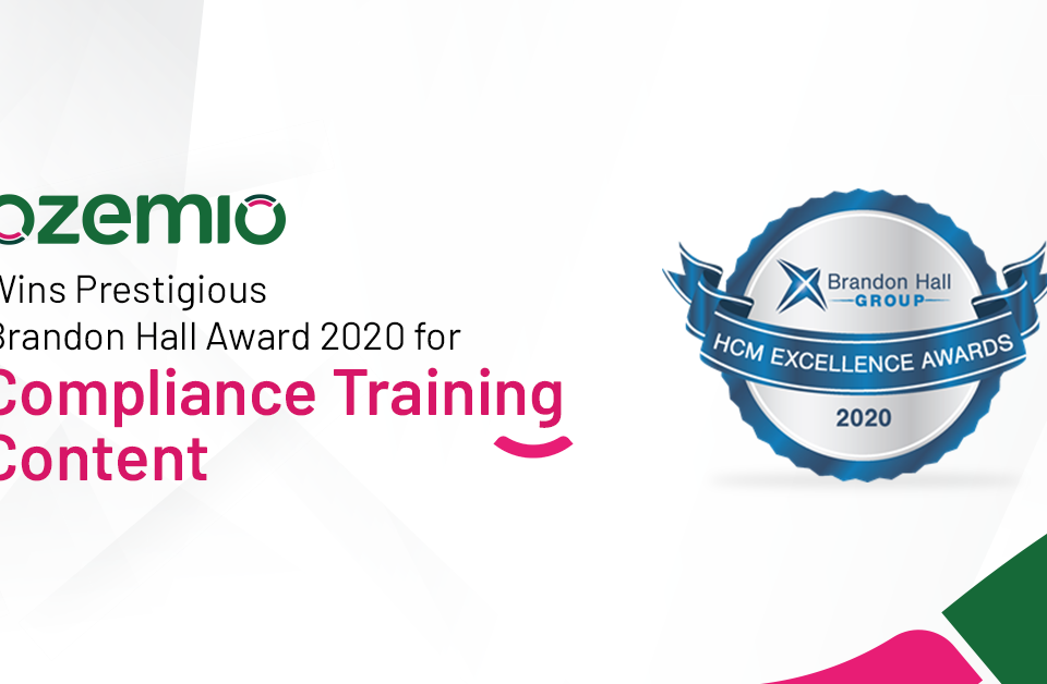 Brandon Hall Award 2020 won by Ozemio for Compliance Training Content