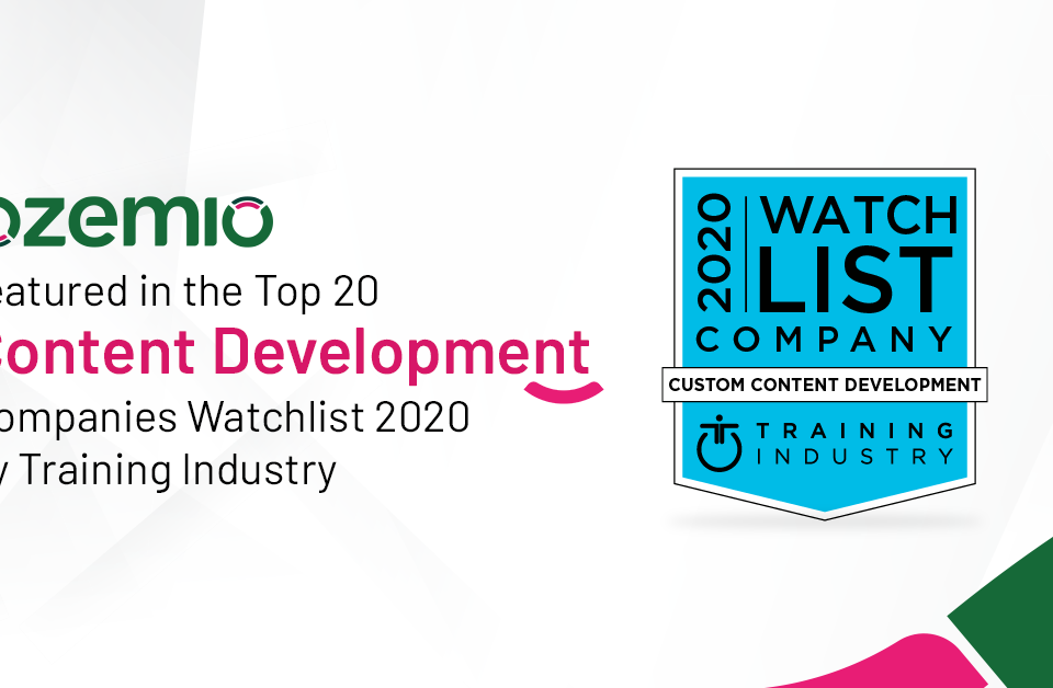 Training Industry Features Ozemio in the Top 20 Content Development Companies Watchlist 2020